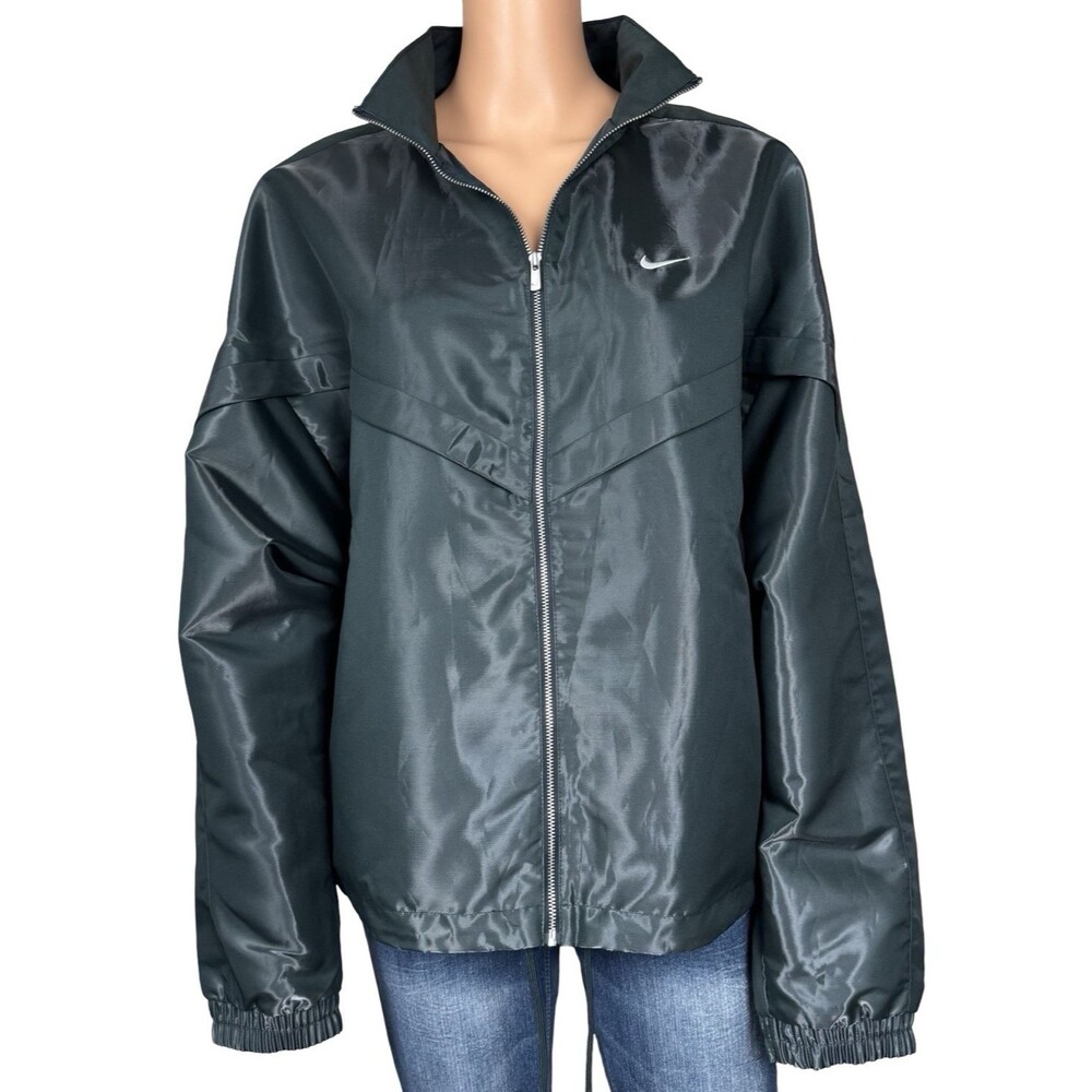 Nike Womens Size XL Windbreaker Jacket Zip Windrunner Shine Seaweed HV2467-390